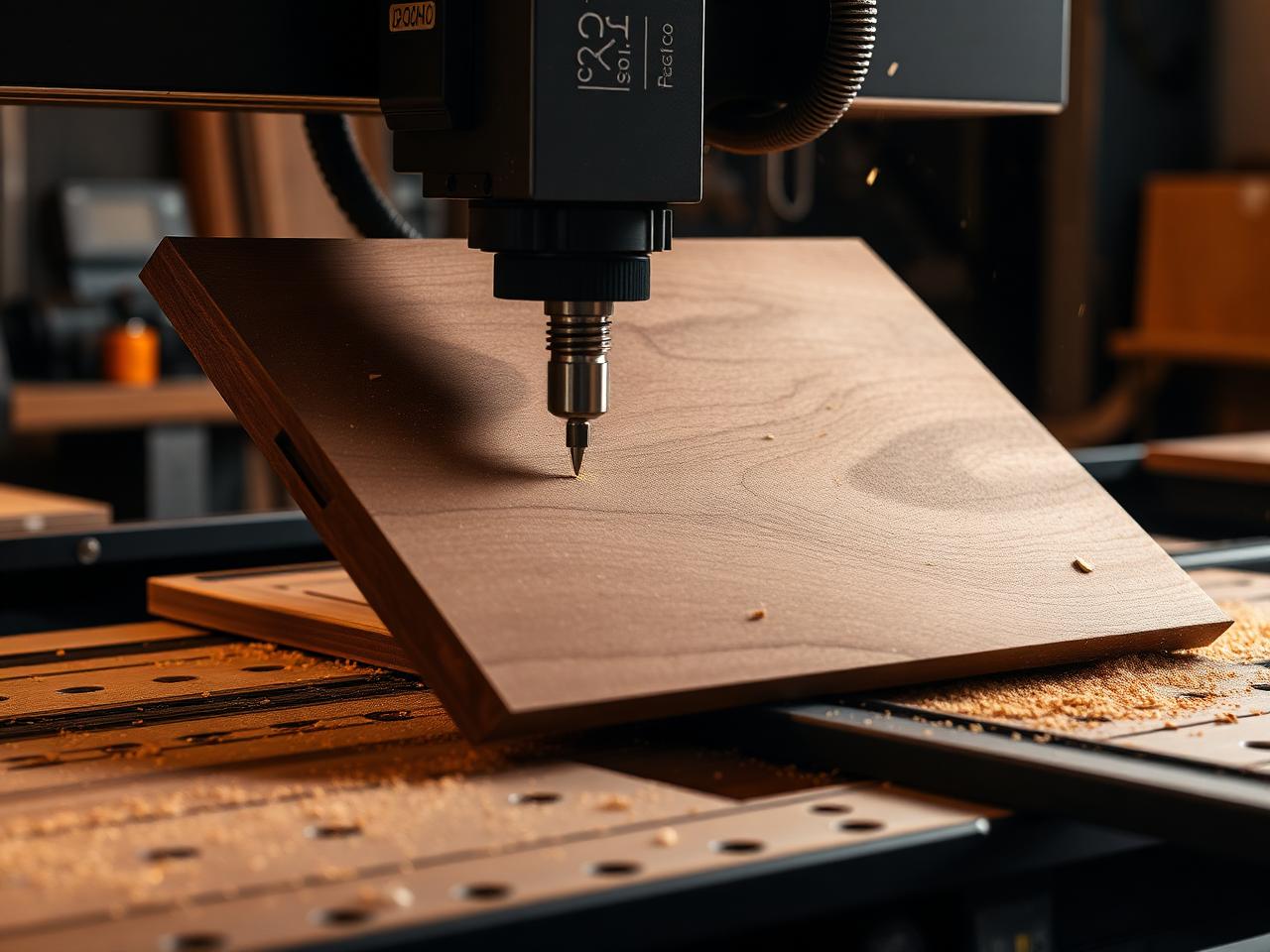 CNC prelucrând panou de lemn masiv