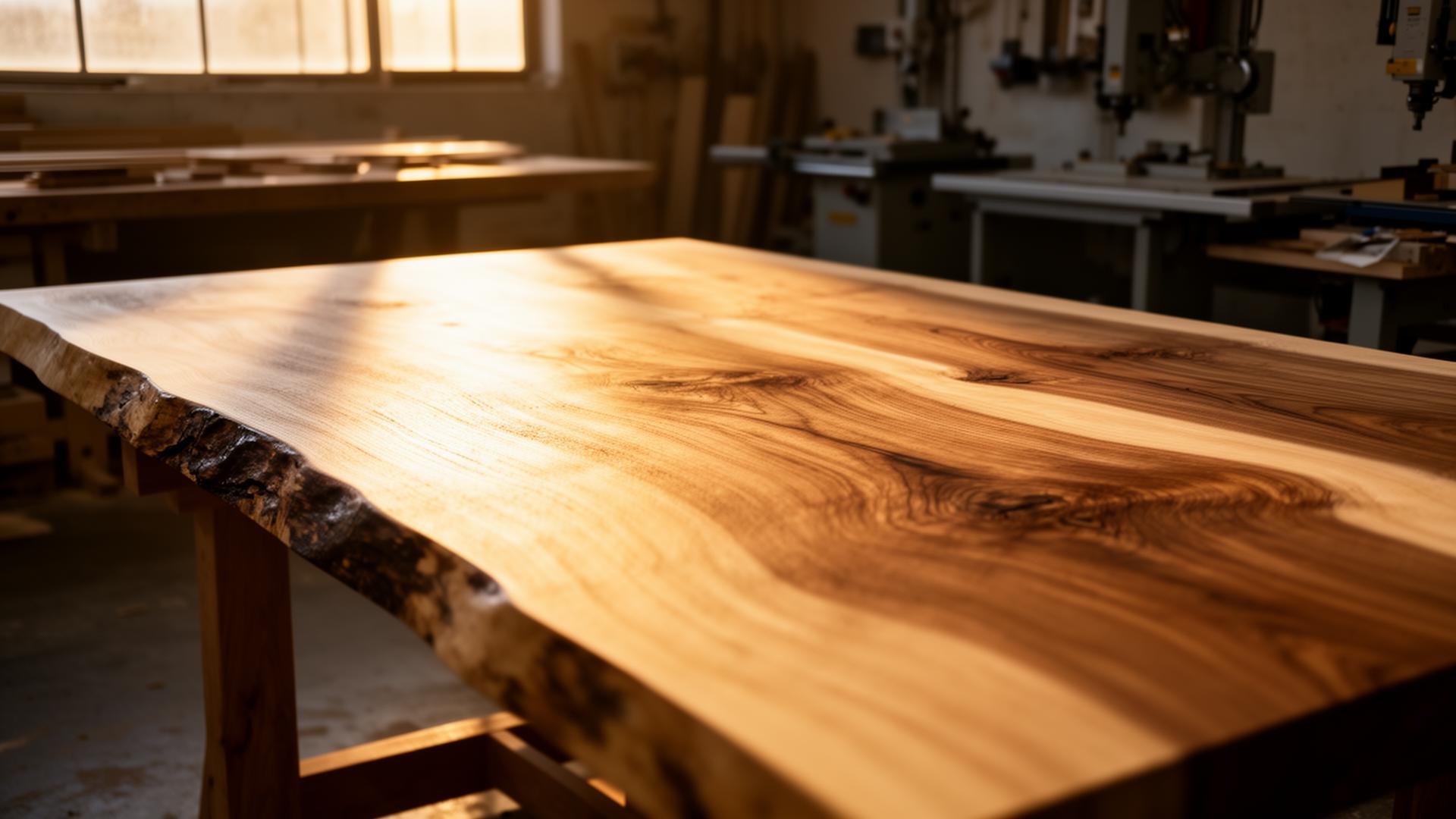 Masă din lemn masiv de nuc în atelier TAMWOOD, Cluj-Napoca